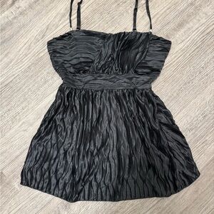 Black Pleated Chiffon Camisole Top Y2K Evening Party‎ Spaghetti Strap Whimsigoth